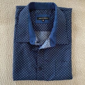 Britches Navy Patterned Short Sleeve Button Up Shirt 3XL